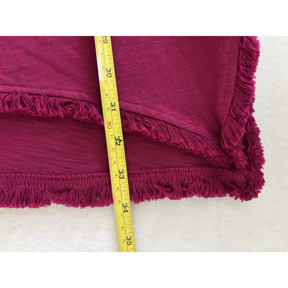 Umgee Boho Frayed Hem Oversized Tunic Top Bathing Suit Cover Up Burgundy XL - Picture 4 of 6